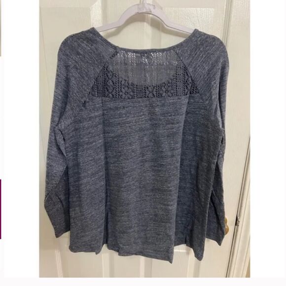 Hayden Los Angeles NEW top with crochet & embroidery, denim blue boho GIFTABLE - Picture 2 of 8